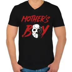 PRINTFASHION Mother's boy - Férfi V-nyakú póló - Fekete