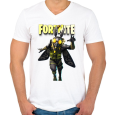 PRINTFASHION Mothmando Fortnite - Férfi V-nyakú póló - Fehér