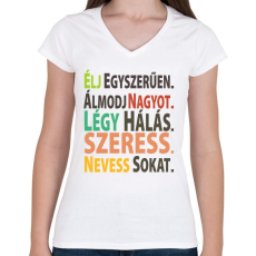 PRINTFASHION Motiváció - Női V-nyakú póló - Fehér