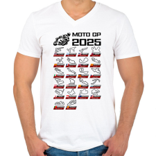 PRINTFASHION MOTO GP VERSENYNAPTÁR 2025 - Férfi V-nyakú póló - Fehér férfi póló