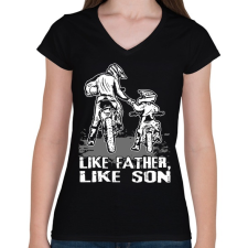 PRINTFASHION Motocross Family - Női V-nyakú póló - Fekete női póló