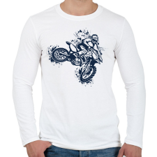 PRINTFASHION Motocross  - Férfi hosszú ujjú póló - Fehér férfi póló