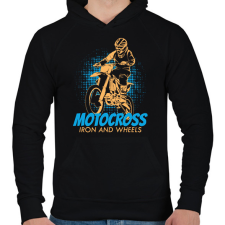 PRINTFASHION Motocross - Férfi kapucnis pulóver - Fekete férfi pulóver, kardigán