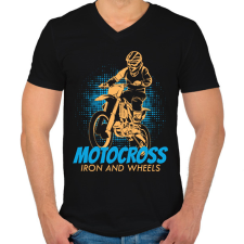PRINTFASHION Motocross  - Férfi V-nyakú póló - Fekete férfi póló
