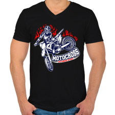 PRINTFASHION Motocross - Férfi V-nyakú póló - Fekete férfi póló