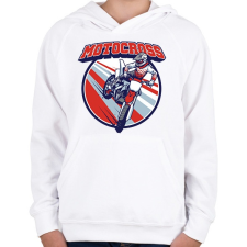 PRINTFASHION Motocross - Gyerek kapucnis pulóver - Fehér gyerek pulóver, kardigán