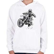 PRINTFASHION motocross - Gyerek kapucnis pulóver - Fehér gyerek pulóver, kardigán
