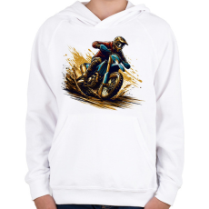PRINTFASHION Motocross - Gyerek kapucnis pulóver - Fehér