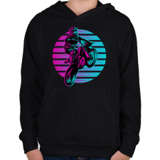 PRINTFASHION Motocross - Gyerek kapucnis pulóver - Fekete gyerek pulóver, kardigán