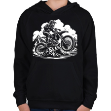PRINTFASHION motocross - Gyerek kapucnis pulóver - Fekete gyerek pulóver, kardigán