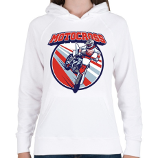 PRINTFASHION Motocross - Női kapucnis pulóver - Fehér