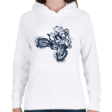 PRINTFASHION Motocross - Női kapucnis pulóver - Fehér női pulóver, kardigán