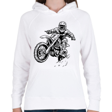 PRINTFASHION motocross - Női kapucnis pulóver - Fehér női pulóver, kardigán