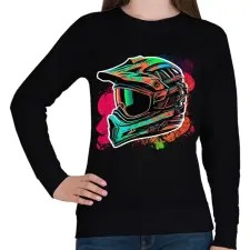 PRINTFASHION Motocross sisak - Női pulóver - Fekete női pulóver, kardigán