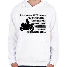 PRINTFASHION motogirl - Gyerek kapucnis pulóver - Fehér