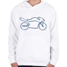 PRINTFASHION motor egyvonallalkék - Gyerek kapucnis pulóver - Fehér gyerek pulóver, kardigán