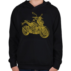 PRINTFASHION motor - Gyerek kapucnis pulóver - Fekete