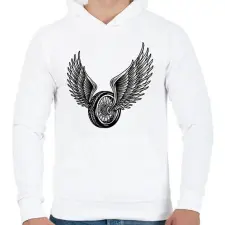 PRINTFASHION Motor kerék - Férfi kapucnis pulóver - Fehér férfi pulóver, kardigán