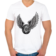 PRINTFASHION Motor kerék - Férfi V-nyakú póló - Fehér férfi póló