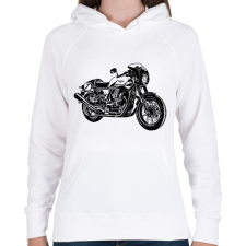 PRINTFASHION motor - Női kapucnis pulóver - Fehér női pulóver, kardigán