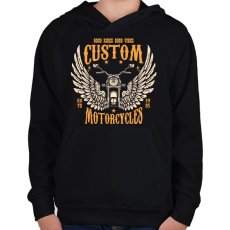 PRINTFASHION Motorcycle - Gyerek kapucnis pulóver - Fekete