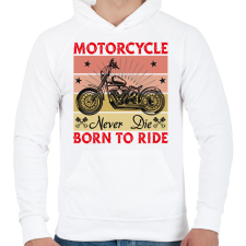 PRINTFASHION Motorcycle Never Die Born To Ride Red - Férfi kapucnis pulóver - Fehér férfi pulóver, kardigán