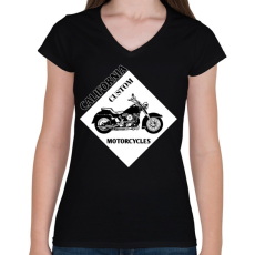PRINTFASHION motorcycle - Női V-nyakú póló - Fekete
