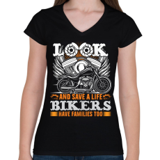 PRINTFASHION motorcycle - Női V-nyakú póló - Fekete