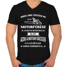 PRINTFASHION Motorfűrész / Favágó - Férfi V-nyakú póló - Fekete