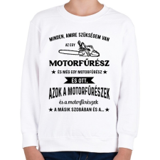 PRINTFASHION Motorfűrész / Favágó - Gyerek pulóver - Fehér gyerek pulóver, kardigán