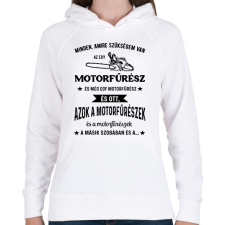 PRINTFASHION Motorfűrész / Favágó - Női kapucnis pulóver - Fehér női pulóver, kardigán