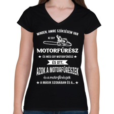 PRINTFASHION Motorfűrész / Favágó - Női V-nyakú póló - Fekete női póló