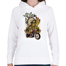 PRINTFASHION motorkerékpár és koponya - Női kapucnis pulóver - Fehér női pulóver, kardigán