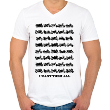 PRINTFASHION motorok fekete - Férfi V-nyakú póló - Fehér férfi póló