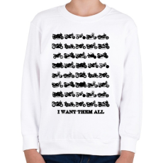 PRINTFASHION motorok fekete - Gyerek pulóver - Fehér