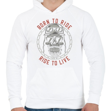 PRINTFASHION Motoros 01 - Born to ride - Férfi kapucnis pulóver - Fehér