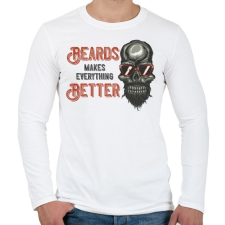PRINTFASHION Motoros 02 - Beards makes everything better - Férfi hosszú ujjú póló - Fehér férfi póló