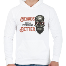 PRINTFASHION Motoros 02 - Beards makes everything better - Férfi kapucnis pulóver - Fehér