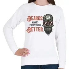 PRINTFASHION Motoros 02 - Beards makes everything better - Női pulóver - Fehér női pulóver, kardigán
