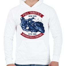 PRINTFASHION Motoros 05 - Full Throttle - Férfi kapucnis pulóver - Fehér