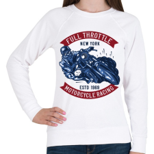PRINTFASHION Motoros 05 - Full Throttle - Női pulóver - Fehér női pulóver, kardigán