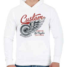 PRINTFASHION Motoros 06 - Pasadena Motorcycles - Férfi kapucnis pulóver - Fehér férfi pulóver, kardigán