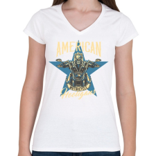PRINTFASHION Motoros 07 - American hooligans - Női V-nyakú póló - Fehér női póló