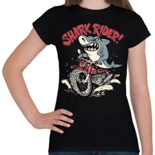 PRINTFASHION Motoros cápa - Női póló - Fekete női póló