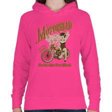 PRINTFASHION Motoros csaj - Női kapucnis pulóver - Fukszia női pulóver, kardigán