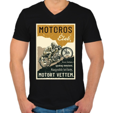 PRINTFASHION Motoros élet - Férfi V-nyakú póló - Fekete