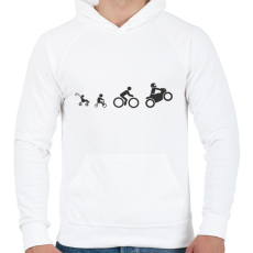 PRINTFASHION Motoros evolúció - Férfi kapucnis pulóver - Fehér