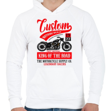 PRINTFASHION Motoros - Férfi kapucnis pulóver - Fehér férfi pulóver, kardigán
