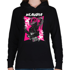 PRINTFASHION motoros Klaudia - Női kapucnis pulóver - Fekete