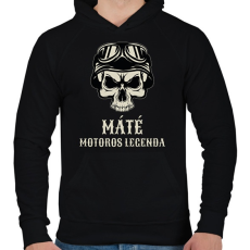 PRINTFASHION Motoros legenda - Névvel - Férfi kapucnis pulóver - Fekete